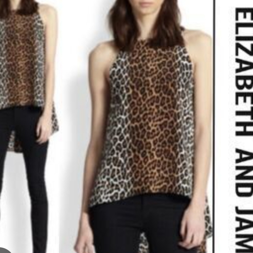 NWOT Elizabeth And James $149 Flowy Sleeveless Dress Top Size S Leopard Print